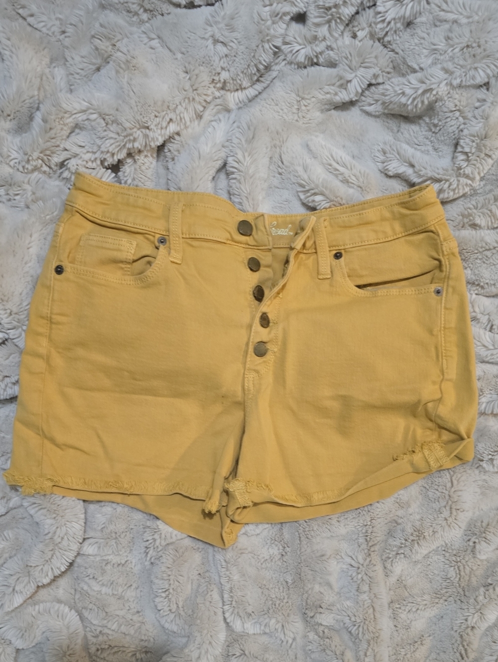 Universal Thread Yellow Women's High-Rise Button-Front Denim Shorts